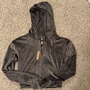 Skims Velour Crop Zip Up